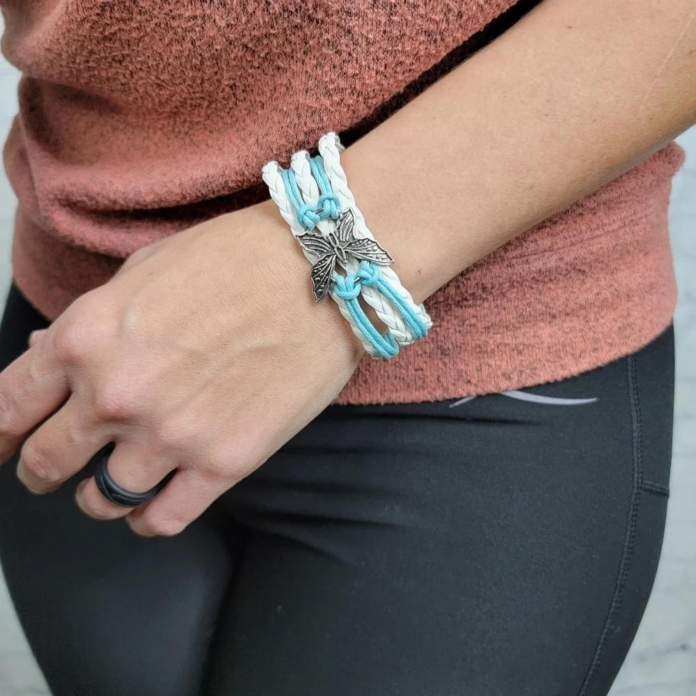 3/$20 Womens Jewelry Stack Bracelet Anitique Silver Butterfly Charm Adjustable